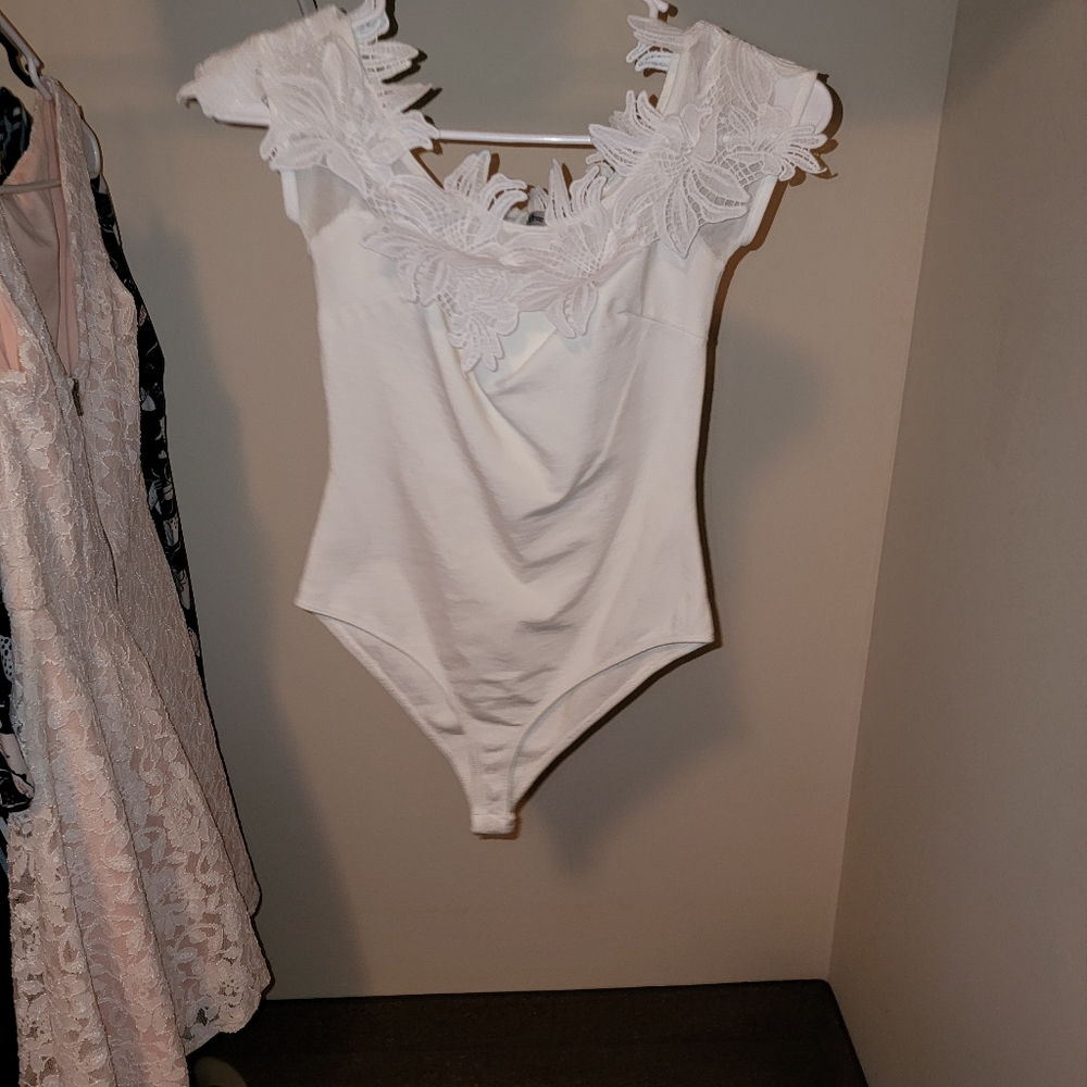 Small White lace body suit
